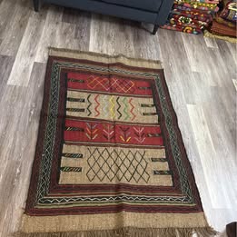 Rug #52 – Persian Ghuchan Wool Kilim – 5.0 × 3.7 ft