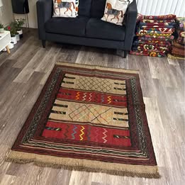 Rug #22 – Persian Handmade Quchan Wool Kilim – 5.2 × 3.7 ft