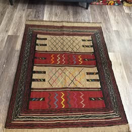 Rug #22 – Persian Handmade Quchan Wool Kilim – 5.2 × 3.7 ft