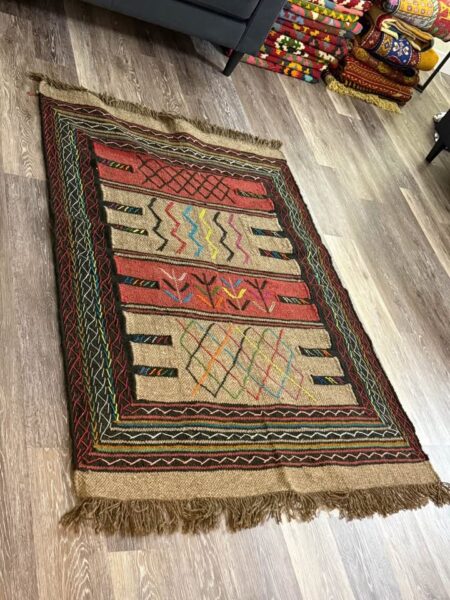 Rug #57 – Persian Quchan Wool Kilim – 5.1 × 3.6 ft