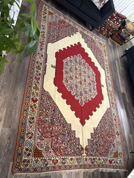 Rug #32 – Persian Sanandaj Handwoven Wool Rug (9.4 × 6.2 ft)
