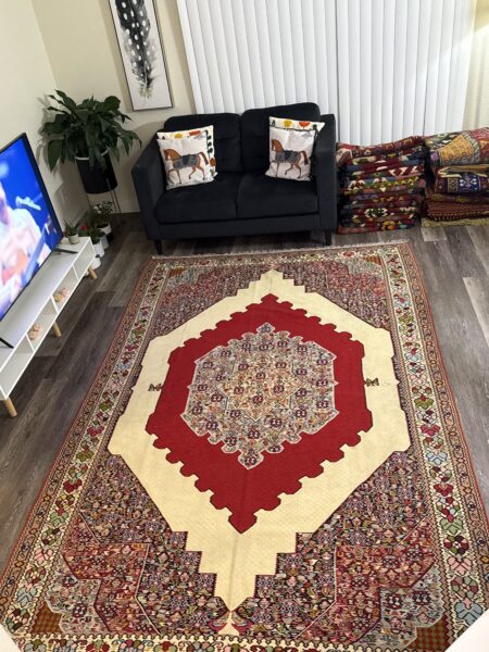 Rug #32 – Persian Sanandaj Handwoven Wool Rug (9.4 × 6.2 ft)