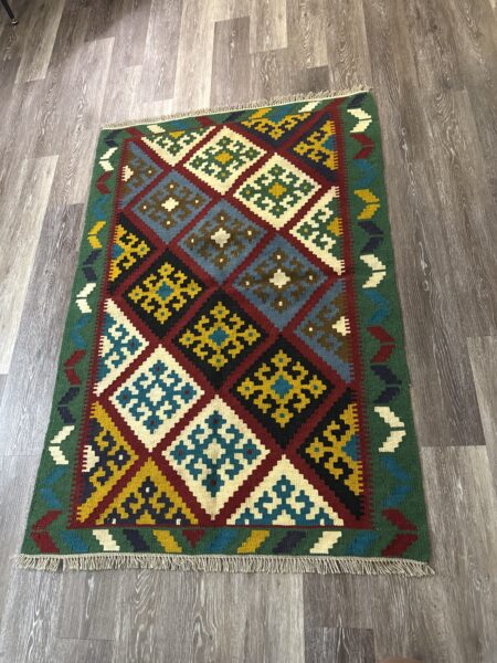 Rug#48-Persian Handwoven Wool Kilim-4.9*3.2 FT
