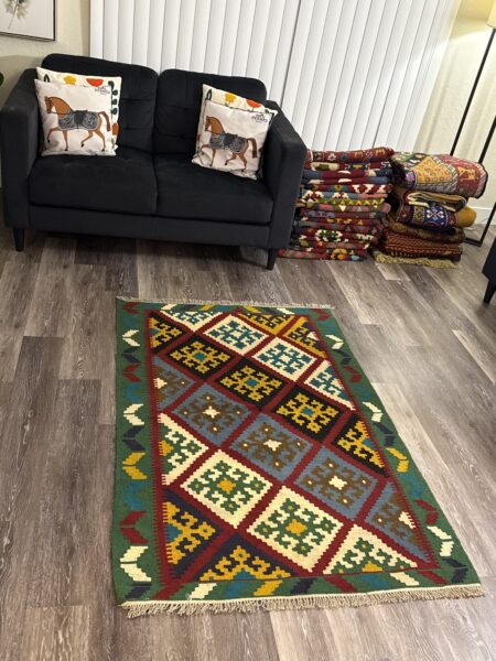 Rug#48-Persian Handwoven Wool Kilim-4.9*3.2 FT